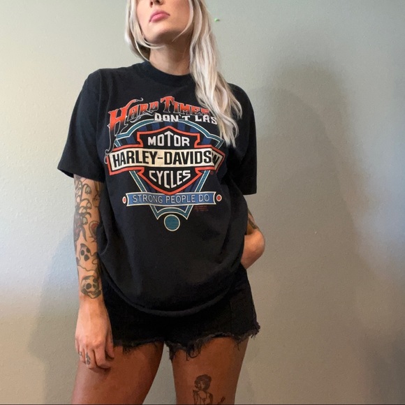 Vintage hard times Harley Davidson T-shirt - Picture 5 of 9